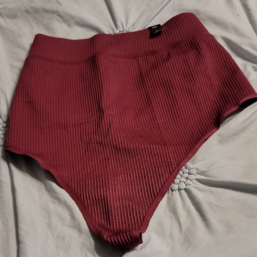 Torrid High Waist Ribbed Shorts in Burgundy